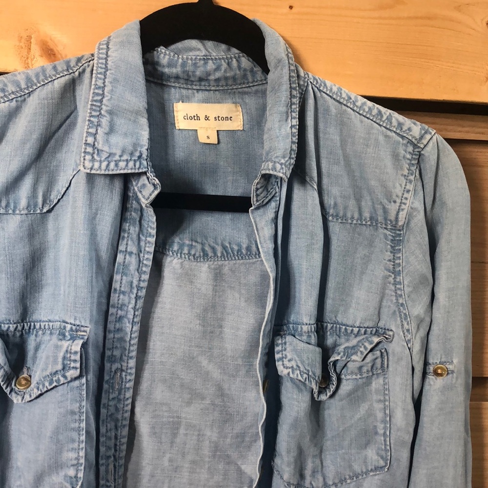 Small light watch denim shirt